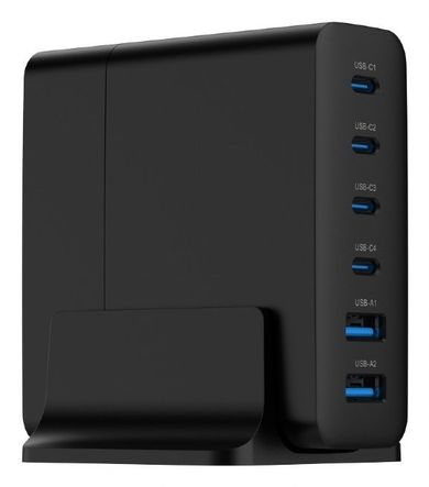 Gembird, ładowarka uniwersalna, 75W, GaN 2xUSB-A 4xUSB-C, szybkie ładowanie, czarna