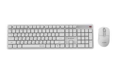 Gembird, Silent Key Pro Business, zestaw bezprzewodowy, klawiatura i mysz, biały, układ RU