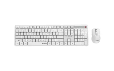 Gembird, Silent Key Pro Business, zestaw bezprzewodowy, klawiatura i mysz, biały, układ US