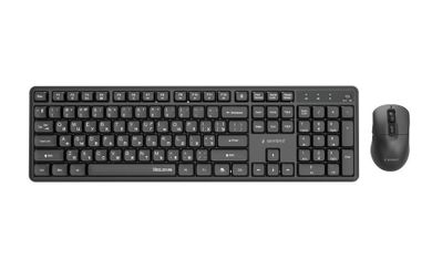 Gembird, Silent Key Pro Business, zestaw bezprzewodowy, klawiatura i mysz, czarny, układ RU