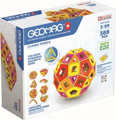 Geomag, Classic Panels, RE Warm Masterbox, konstrukcyjne klocki magnetyczne, 388 elementów