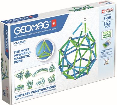 Geomag, Classic Recycled, konstrukcyjne klocki magnetyczne, 142 elementów