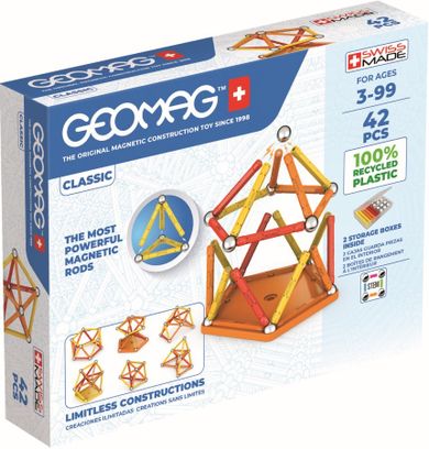 Geomag, Classic Recycled, konstrukcyjne klocki magnetyczne, 42 elementów