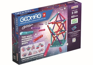 Geomag, Glitter Recycled, konstrukcyjne klocki magnetyczne, 60 elementów