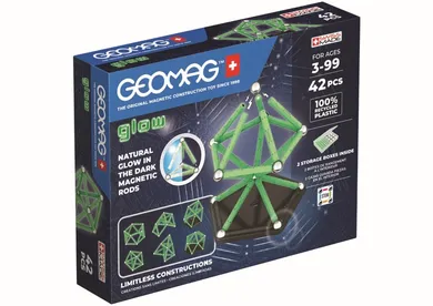 Geomag, Glow Recycled, konstrukcyjne klocki magnetyczne, 42 elementów