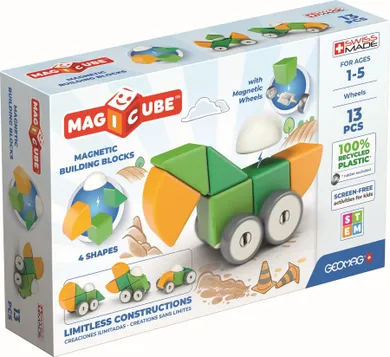 Geomag, Magicube, 4 Shapes, Recycled Wheels, klocki magnetyczne, 13 elementów