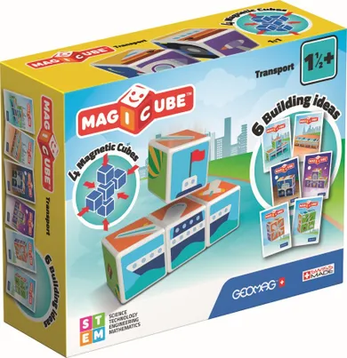 Geomag, Magicube, Printed Transport + Cards, kostki magnetyczne, 7 elementów