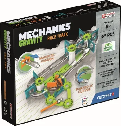 Geomag, Mechanics Gravity, Race Track, konstrukcyjne klocki magnatyczne, 67 elementów