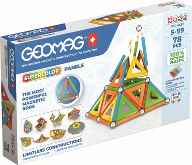 Geomag, Supercolor Panels Recycled, konstrukcyjne klocki magnetyczne, 78 elementów