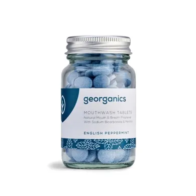 Georganics, naturalne tabletki do płukania jamy ustnej, Peppermint, 180 tabletek