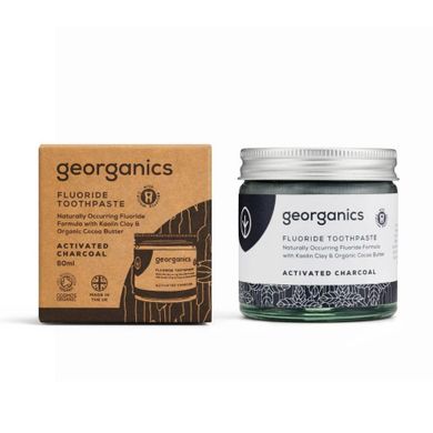 Georganics, organiczna pasta do zębów z fluorem w słoiku, Activated Charcoal, 60 ml