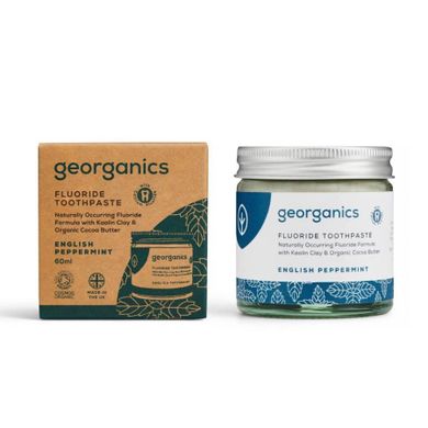 Georganics, organiczna pasta do zębów z fluorem w słoiku, English Peppermint, 60 ml