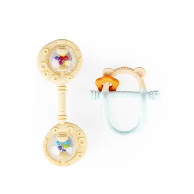 GiliGums, zestaw startowy: gryzak i grzechotka, beżowy