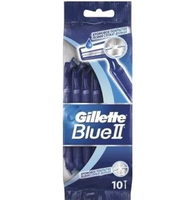 Gillette, Blue II Chromium, jednorazowe maszynki do golenia dla mężczyzn, 10 szt.