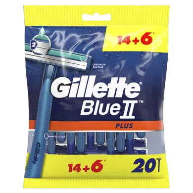 Gillette, Blue II Plus, maszynki jednorazowe dla mężczyzn, 14+6 szt.
