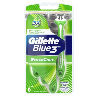 Gillette, Blue3 SenseCare, jednorazowe maszynki do golenia dla mężczyzn, 5+1 szt.