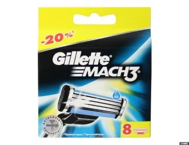 Gillette, Mach 3, wymienne ostrza do maszynki do golenia, 8 szt.