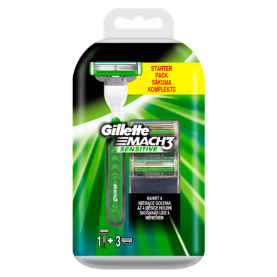 Gillette, Mach3 Sensitive, rączka maszynki do golenia + 4 ostrza