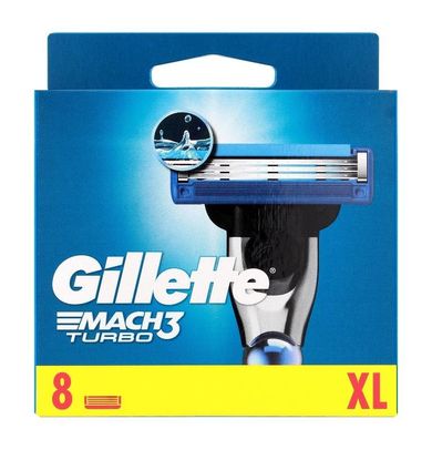 Gillette, Mach3, turbo ostrza wkłady wymienne do maszynki do golenia dla mężczyzn, 8 szt.