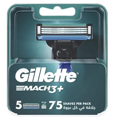 Gillette, Mach3+, wymienne ostrza do maszynki do golenia, 5 szt.
