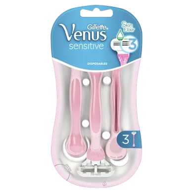 Gillette, Venus Smooth Sensitive, jednorazowe maszynki do golenia dla kobiet, 3 szt.