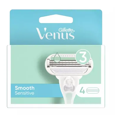 Gillette, Venus Smooth Sensitive, wymienne ostrza do maszynki do golenia dla kobiet, 4 szt.