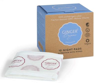 Ginger Organic, podpaski na noc, 10 szt.