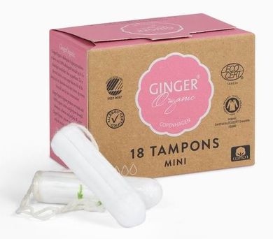 Ginger Organic, tampony bez aplikatora, Mini, 18 szt.