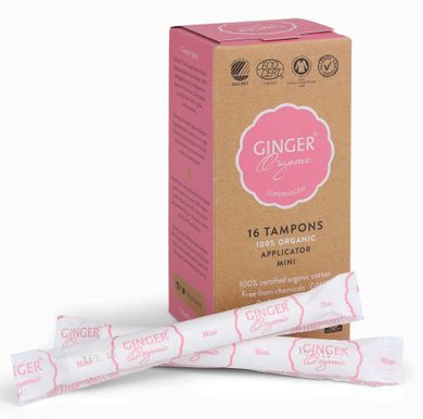 Ginger Organic, tampony z aplikatorem, Mini 16 szt.