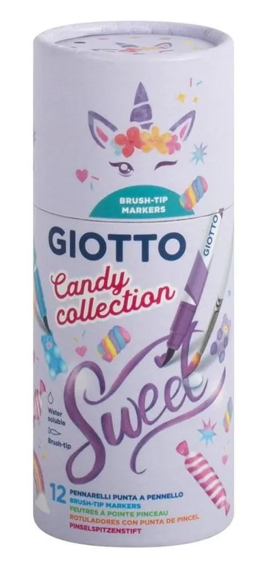 Giotto, Turbo Soft Brush, flamastry, Candy Collection, 12 kolorów