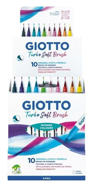 Giotto, Turbo Soft Brush, flamastry, Intense, 10 kolorów