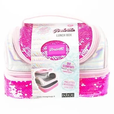 Girabrilla, lunchbox, różowy cekinowy