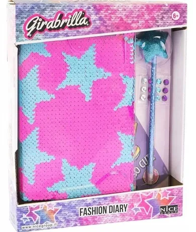 Girabrilla, pamiętnik cekinowy, różowo błekitne fluo