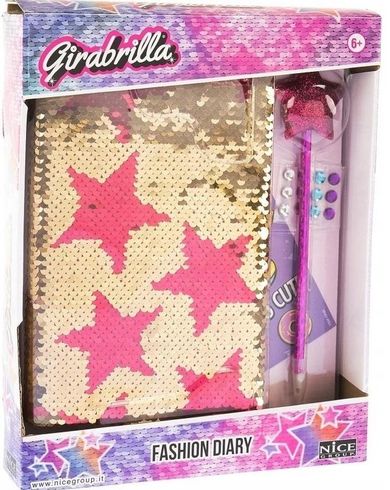 Girabrilla, pamiętnik cekinowy, złoto różowe gwiazdy