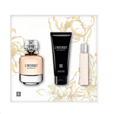 Givenchy, L'interdit, zestaw: woda perfumowana, spray, 80 ml + mleczko do ciała, 74 ml + woda perfumowana, spray, 12.5 ml