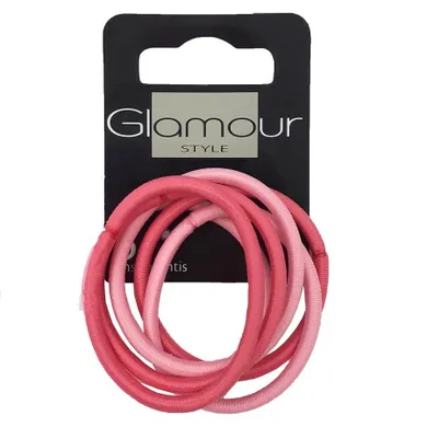 Glamour, gumki do włosów bez metalu, różowe, 6 szt.