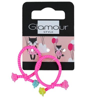 Glamour, Kids, gumki do włosów, różowy neon, 2 szt.