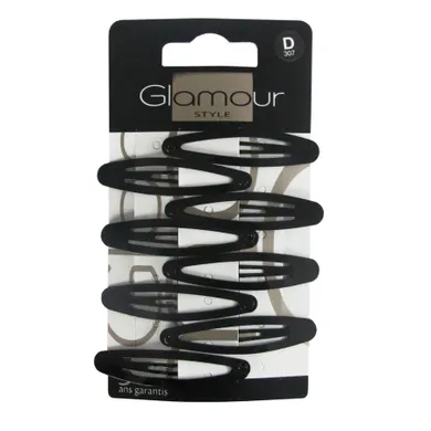 Glamour, owalne spinki do włosów, czarne, 8 szt.