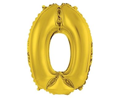 Godan, balon foliowy, cyfra 0, złoty, 35 cm