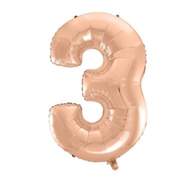Godan, balon foliowy, cyfra 3, różowo-złoty, 92 cm