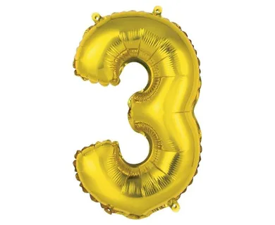 Godan, balon foliowy, cyfra 3, złoty, 35 cm