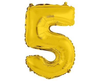 Godan, balon foliowy, cyfra 5, złoty, 35 cm
