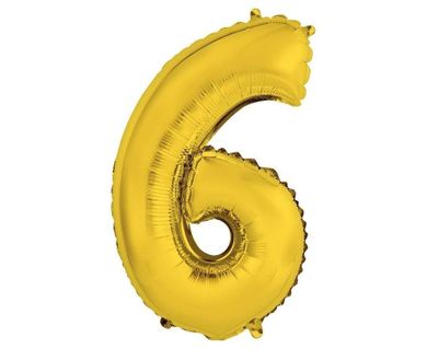 Godan, balon foliowy, cyfra 6, złoty, 35 cm
