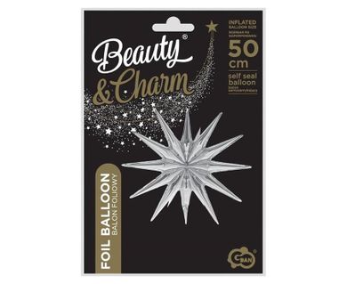 GoDan, balon foliowy, gwiazda 3D, srebrna, 50-46 cm