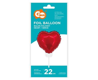GoDan, balon foliowy, serce, czerwone, 28 cm