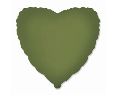 Godan, balon foliowy, serce matowe, olive green, 46 cm