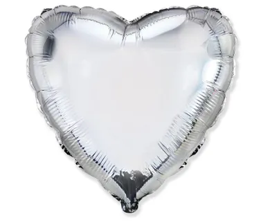 Godan, balon foliowy, serce, srebrne, 46 cm