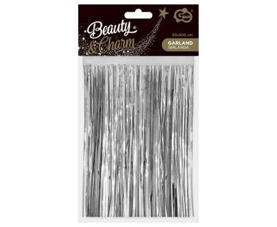 GoDan, girlanda foliowa, frędzle, srebrna, 300 cm