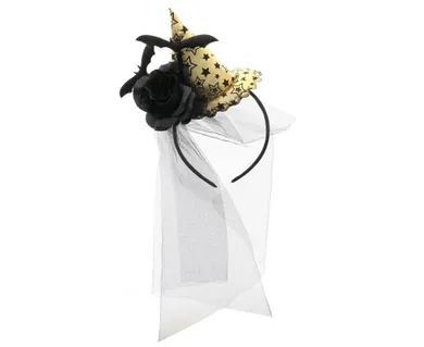 GoDan, opaska na głowę z woalką, złota