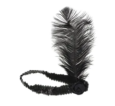 GoDan, opaska z piórem retro, czarna